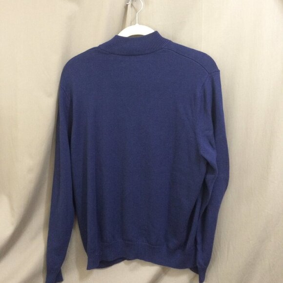 Chaps Mens Sweater Collared Quarter Zip Navy Blue Cotton Blend Size XXL - Picture 2 of 3